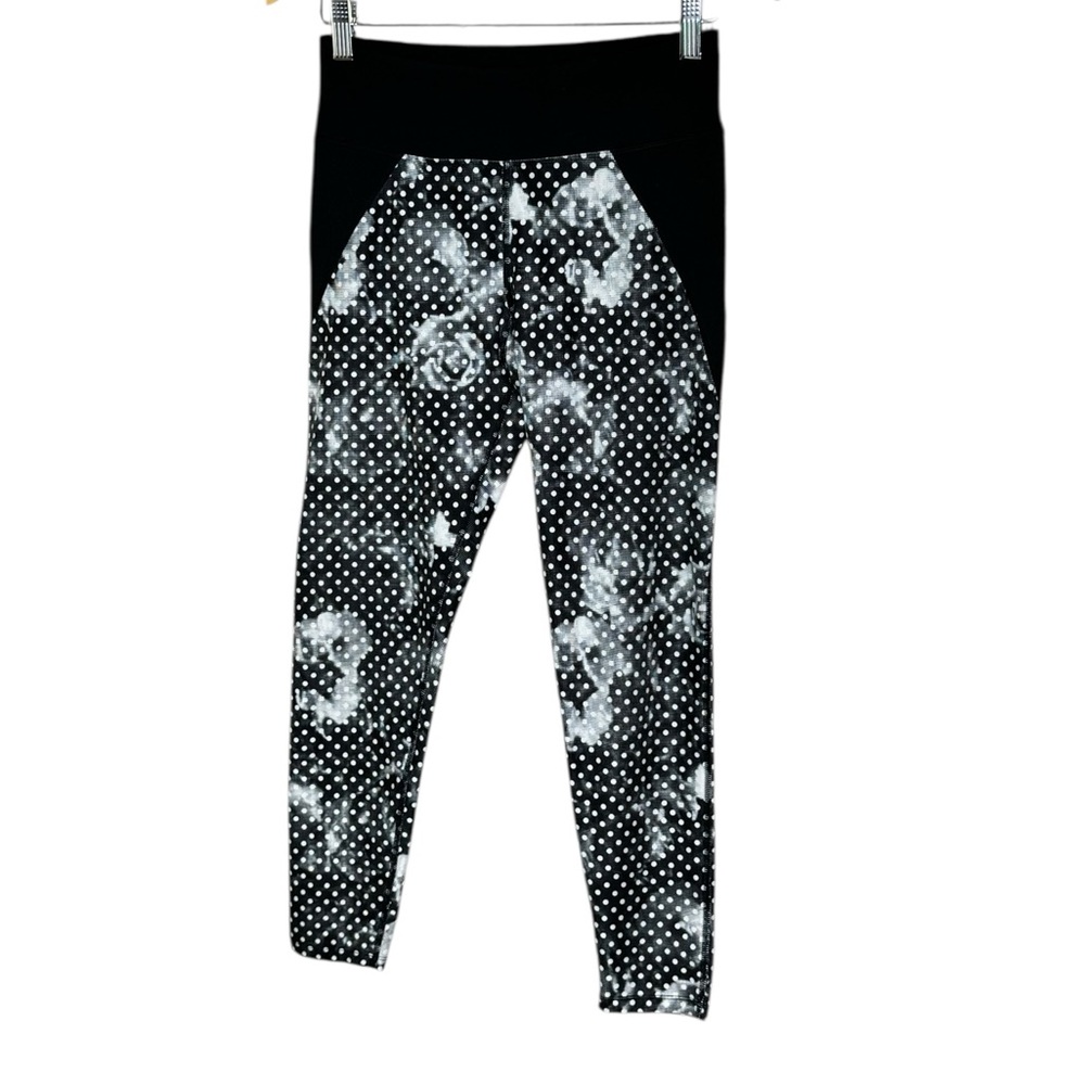Betsey Johnson Performance Polka Dot Rose Flower 7/8 Leggings